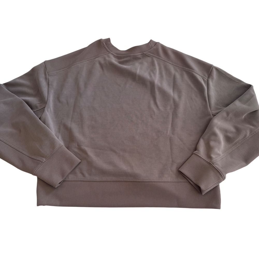 Athleta Seasoft Rib Crewneck Sweatshirt XS Taupe Modal Blend Lounge Athleisure - Picture 4 of 8
